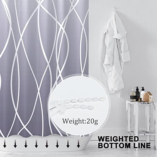 Striped Shower Curtain for Bathroom, Ombre Purple, 72" W x 72" L