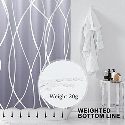 Striped Shower Curtain for Bathroom, Ombre Purple, 72" W x 72" L