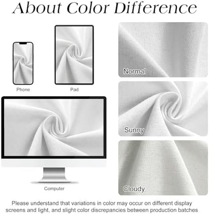 Naturoom Linen Shower Curtain 36x72 Inch for Bathroom White 1 Panel