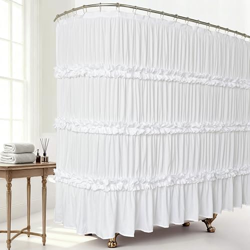 Homechoice Decor Extra Wide Shower Curtain 108"W x 72"L with 18 Buttonholes