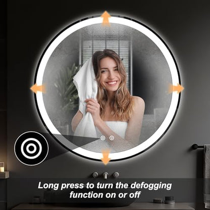 DUMOS 36 Inch Round LED Bathroom Mirror with Lights, Circle Vanity Mirror