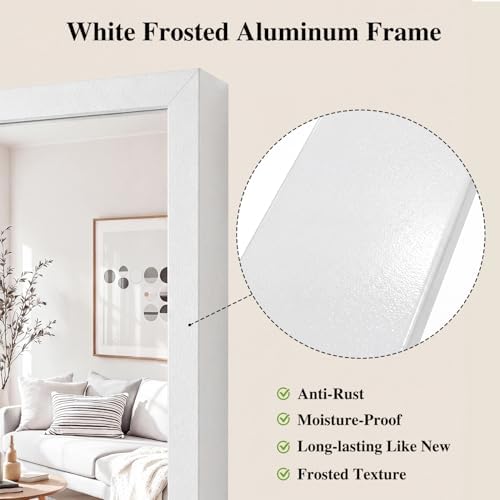 Koonmi White Rectangle Wall Mirror, 30x55 Inch Bathroom Mirror, Aluminum Frame Vanity Mirror for Entryway, Living Room, Bedroom Bathroom, Hangs Horizontally or Vertically