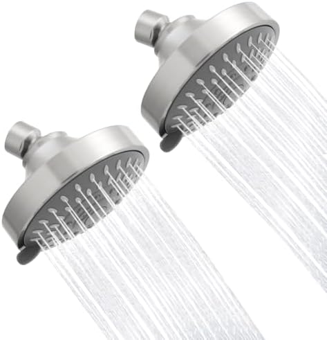 AISOSO High Pressure Rain Shower Head 2PCS 5 Modes 4.1 Inch Brushed Nickel