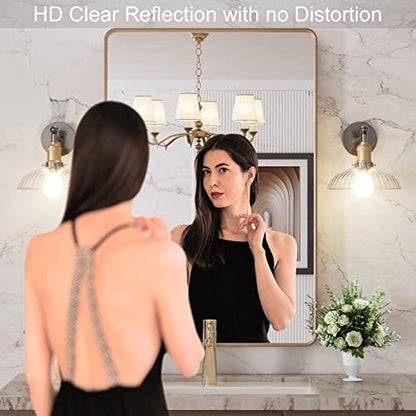 LOAAO 24"X36" Gold Bathroom Mirror