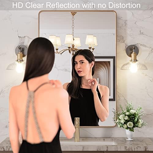 LOAAO 24"X36" Gold Bathroom Mirror