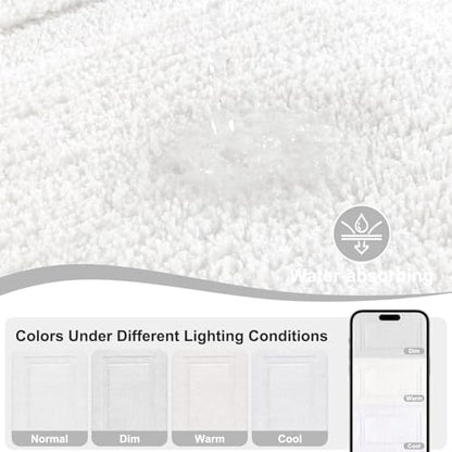 SHACOS Soft Microfiber Bathroom Rugs Set of 2 Pieces, White
