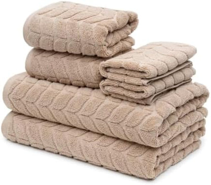BAGNO MILANO Turkish Cotton Bath Towels, Hand Towels - Soft Plush Jacquard Collection - Highly Absorbent Towel Set (Sand Beige, Bath Sheet 35x70)