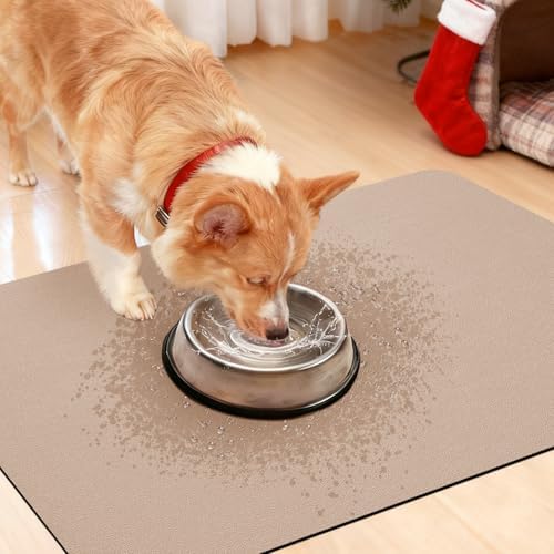 ACCUMTEK Non Slip Bath Mat, Thin Bathroom Rugs Fit Under Door, Quick Dry Bath Mats, Machine Washable Bath Rugs for Bathroom, Bathtub & Kitchen, Bathtub, Taupe/Solid/2 Piece