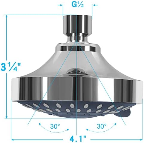 AISOSO High Pressure Rain Shower Head 5 Modes Showerhead 4.1 Inch Chrome