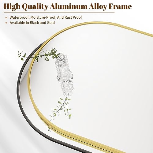 BEAUTYPEAK 24"x36" Arch Bathroom Wall Mirror, Gold