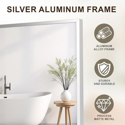 FICTOR Bathroom Vanity Mirror for Over Sink, 20" x 30", Silver