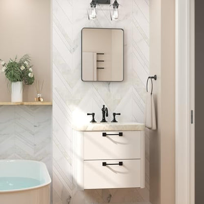 Keonjinn 16 x 20 Inch Black Bathroom Mirrors for Over Sink, Tempered Glass