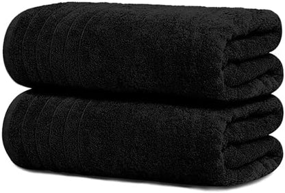 Tens Towels 2 Piece Extra Large Bath Sheets 35 x 70 Inches, Black