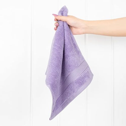 American Soft Linen Salem Washcloth Sets, 4 Piece Luxury 600 GSM 100% Cotton Washcloths for Bathroom, 13x13 inches Washrags Premium Quality Hand Face Towels, Lilac