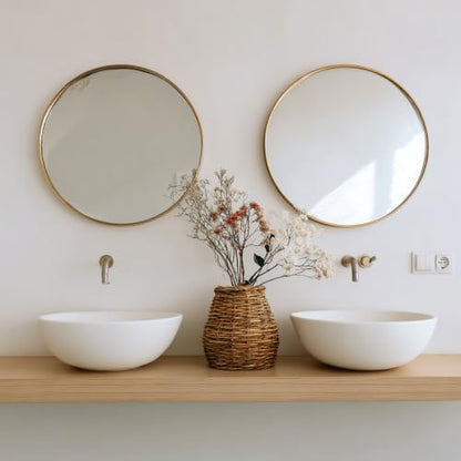 Sunniry Gold Wall Mirror 28 inch, 2 Pack Round Mirro, Brushed Metal Frame