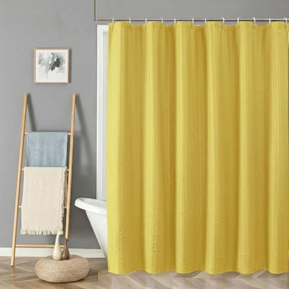 Aiyufeng Moga Lemon Yellow Fabric Shower Curtains for Bathroom - Hotel Spa Polyester Cloth Bath Curtain with 12 Holes, 72x72, Machine Washable, Lemon Yellow