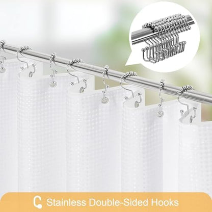 Gibelle 3 in 1 White Shower Curtain with PEVA Liner, 12 Hooks, 72x72