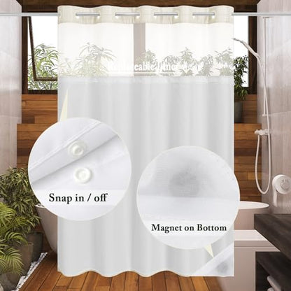 Gibelle No Hook Cloth Ivory Shower Curtain with Liner, 72x80