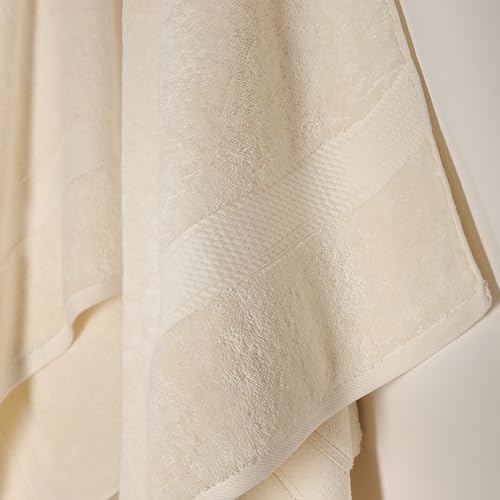 SUPERIOR Egyptian Cotton Plush & Absorbent, Bath Towel Set of 2, Cream