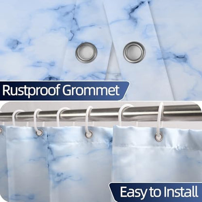 Navy Blue Marble Waterproof Bathroom Shower Curtain 65x72 inches