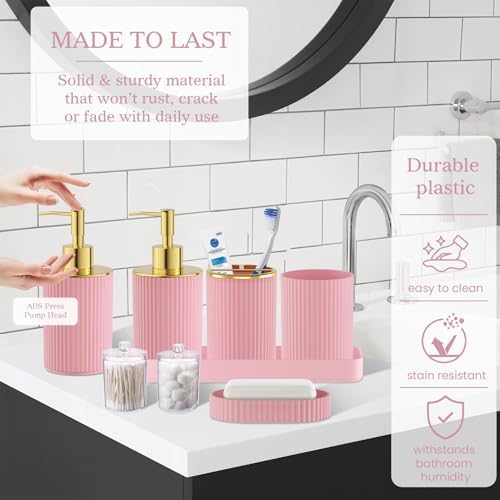 Light Pink Bathroom Accessories Set - Apartment Bathroom Sets