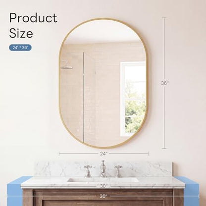 Sweetcrispy Oval Bathroom Wall Mirror, Vanity Mirror, 24x36 Inch