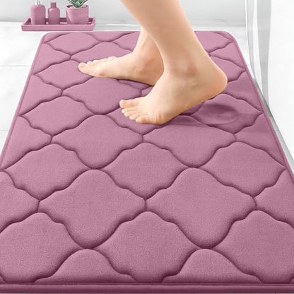 OLANLY Memory Foam Bath Mat Rug 30X20, Ultra Soft Bathroom Rugs, Mauve