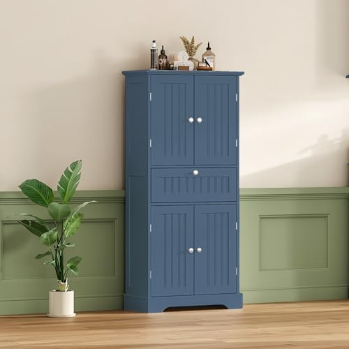 ChooChoo 51" H Bathroom Floor Cabinet with Drawer and Adjustable Shelves