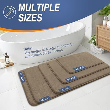 OLANLY Thick Memory Foam Bathroom Rugs 36x24, Soft Absorbent Bath Mat, Tan