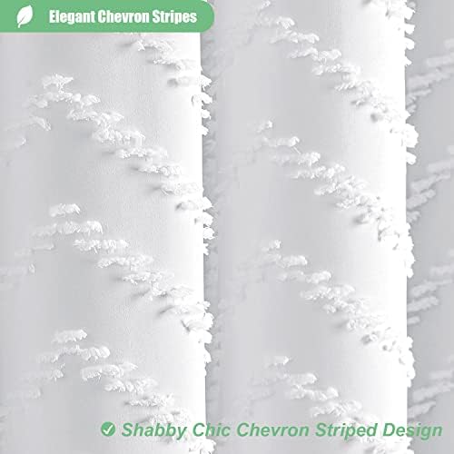 Dynamene Stall Boho Farmhouse Shower Curtain Tufted Chevron 54"x78" White