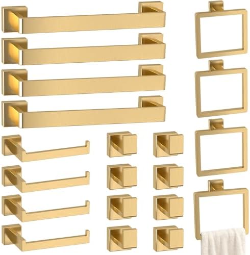 20-Pieces Gold Bathroom Accessories Set, 16 Inch Towel Bar Set