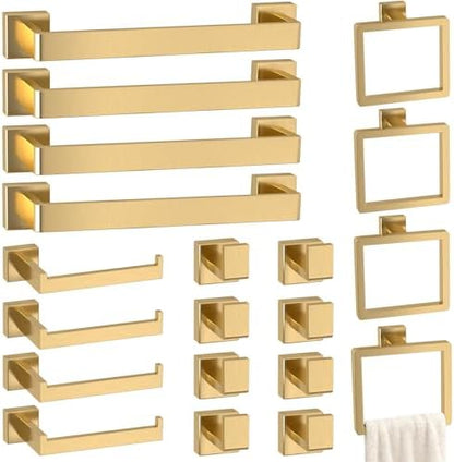 20-Pieces Gold Bathroom Accessories Set, 16 Inch Towel Bar Set