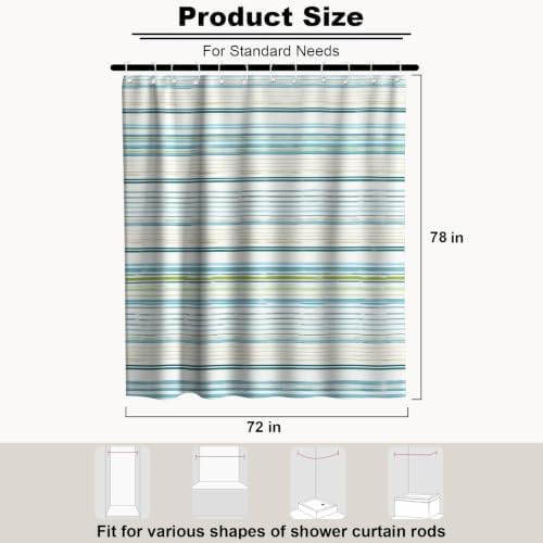 Neutral Modern Striped Shower Curtain Abstract Luxury Ocean Aesthetic