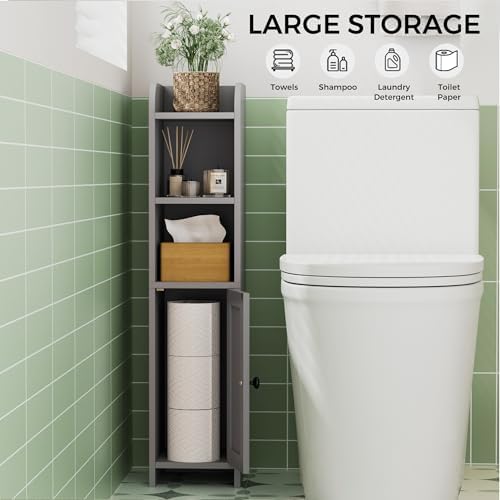 Homhedy Small Bathroom Storage Cabinet, Narrow Toilet Paper Cabinet