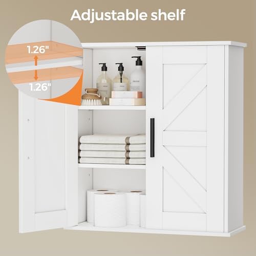 Homleke Bathroom Wall Cabinet, Medicine Cabinet with Adjustable Shelves