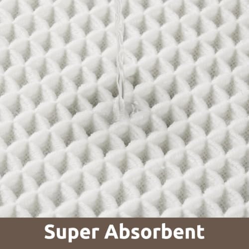 AMOAMI Waffle Bath Mat, Absorbent Bathroom Rugs Non Slip 17''x24'' White