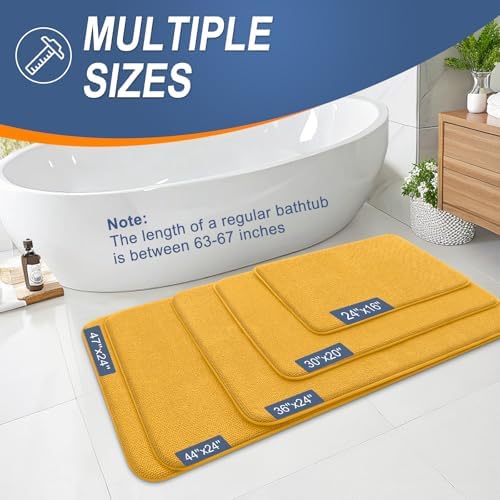 OLANLY Memory Foam Bathroom Runner Rugs 44x24, Long Bath Mat, Golden Yellow
