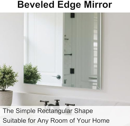 Frameless Mirror for Wall, 32" x 24" Bathroom Mirror for Over Sink