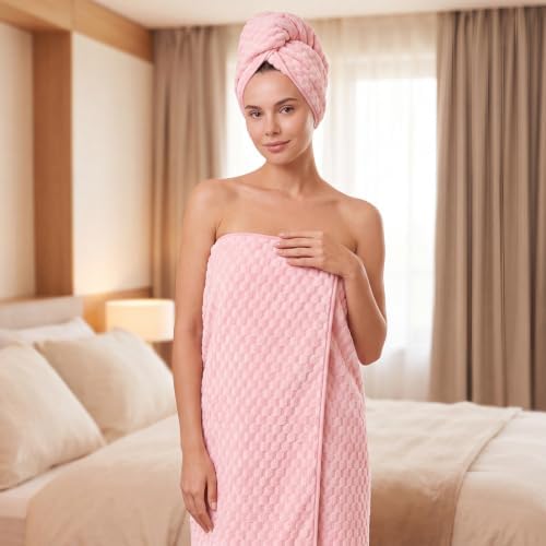 REDKISS Charcoal Gray Pink Microfiber Bath Towels Large, 30"x60", 2 Pack