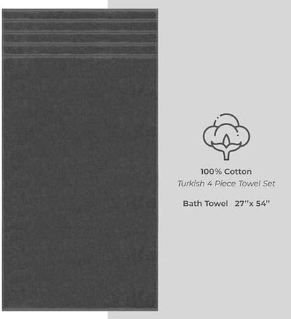 American Soft Linen 100% Cotton Luxury Turkish Towels, 4 PC Bath Towel Set
