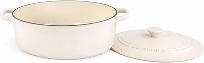 Cuisinart Chef's Classic Enameled Cast Iron Dutch Oven with Lid, Porcelain Enameled Interior, Oven Safe, Induction Compatible, 7-Quart, Oval, Matte Snow White