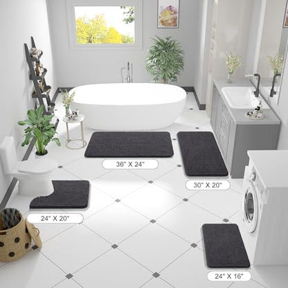 OLANLY Bathroom Runner Rugs 45x27, Extra Soft Absorbent Chenille Bath Rugs