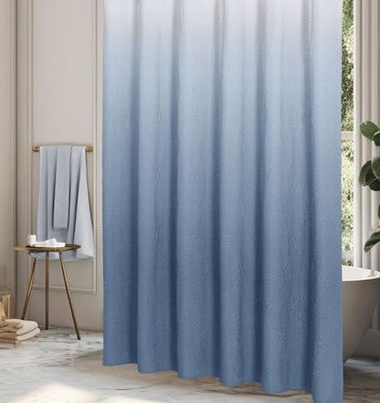 Gibelle Ombre Blue Shower Curtain for Bathroom, Farmhouse Bath Curtain 72x72