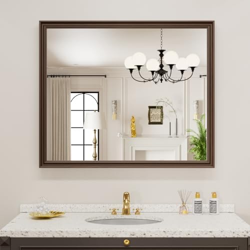 WEER Brown Bathroom Vanity Mirror 36x30 Inch