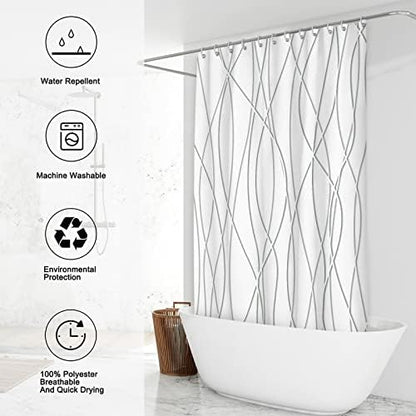 Striped Shower Curtain for Bathroom, Grey Shadow, 72" W x 72" L