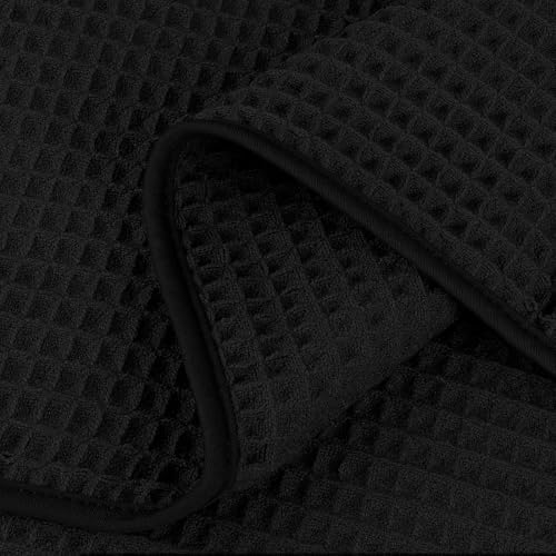 HOMEXCEL Black Waffle Bath Towels Set of 4 Pack, Waffle Towels for Bathroom