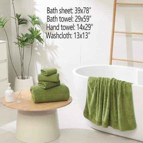 YTYC 39x78 Bath Sheets Set,Towels for Bathroom,Sage Green,6-Pieces