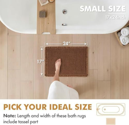 MIULEE Set of 2 Waffle Bathroom Rugs Boho Bath Mat Caramel 17x24 Inch