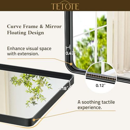 TETOTE 72 x 36 Black Vanity Mirror Large Black Mirror for Living Room Matte Metal Frame, Tempered Glass, Modern Farmhouse Wall Mounted Mirror for Decorative(Horizontal/Vertical)