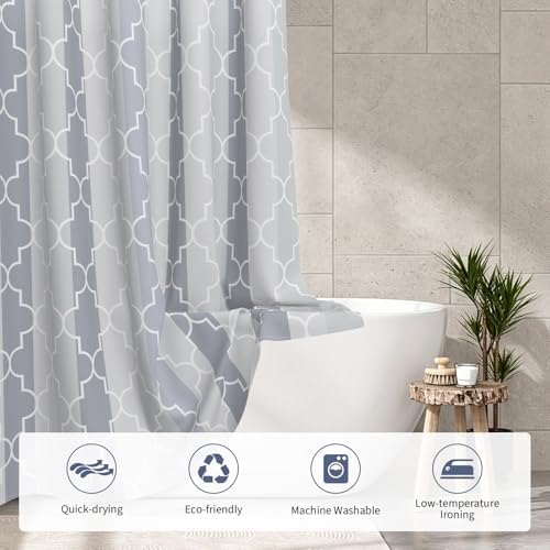 Modern Geometric Grey Shower Curtain, 72" W x 72" L